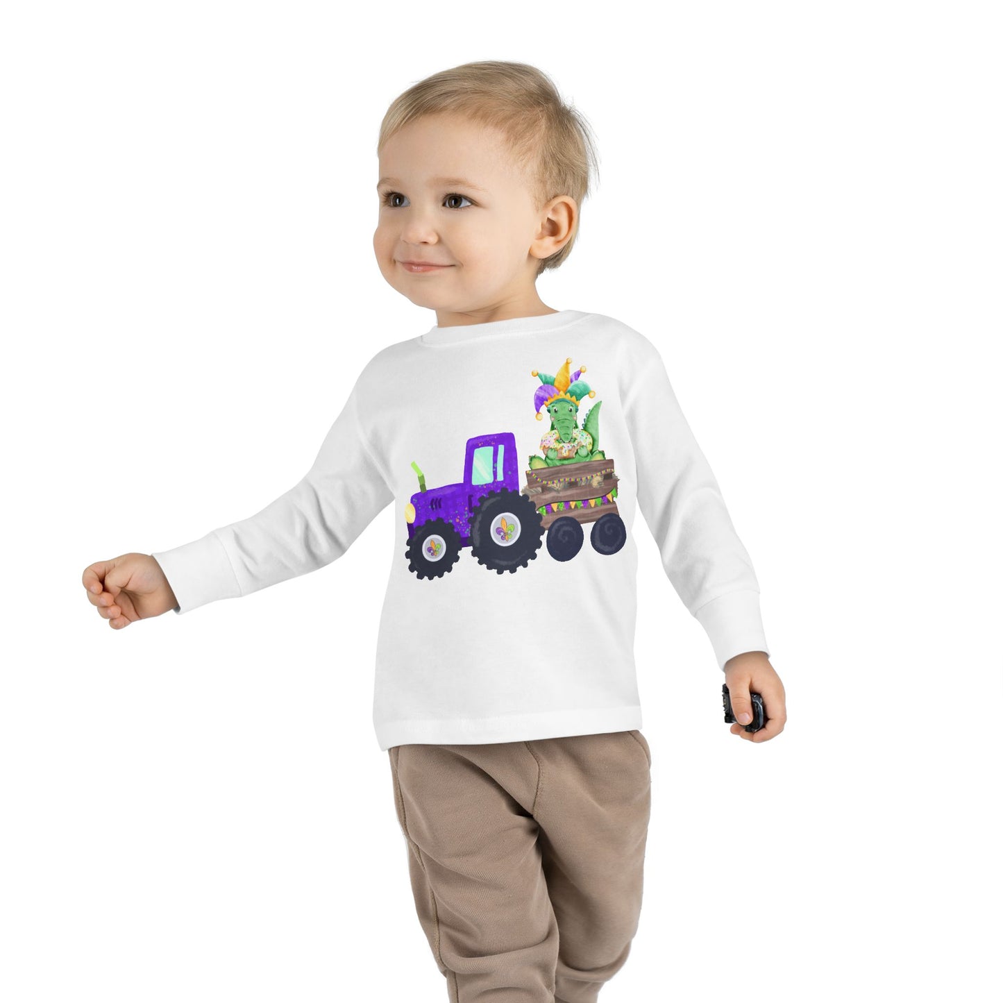 Toddler Tee - Tractor with Gator Mardi Gras Design