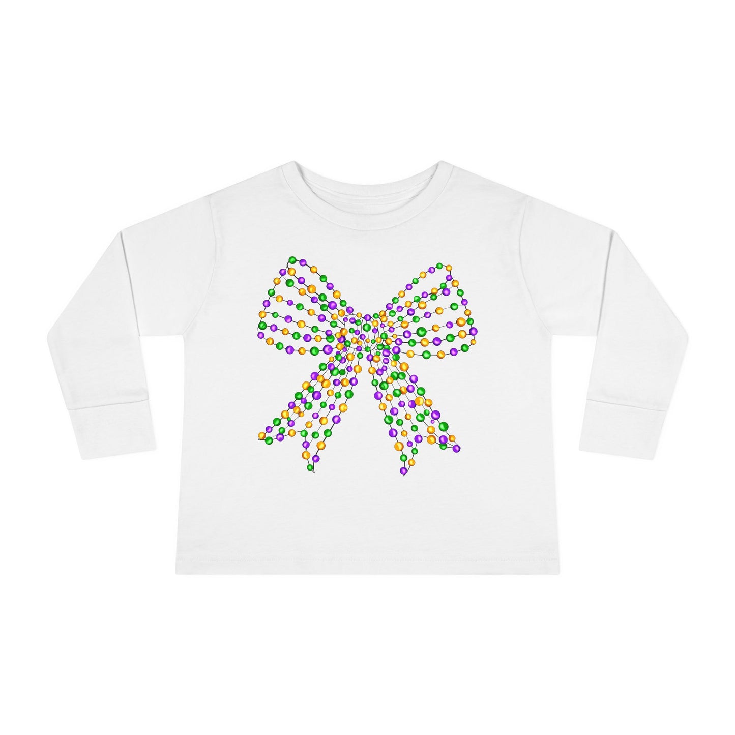 Toddler Tee - Beaded Coquette Bow Mardi Gras Design