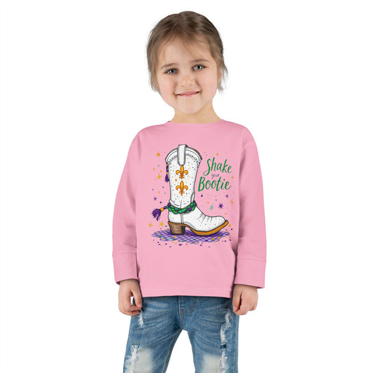 Toddler Tee Cowboy Boot Mardi Gras Long Sleeve