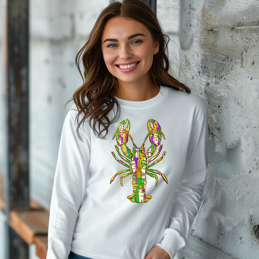 Mardi Gras Crawfish Gildan Long Sleeve Tee