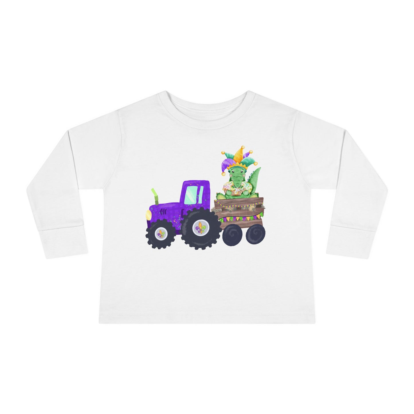 Toddler Tee - Tractor with Gator Mardi Gras Design