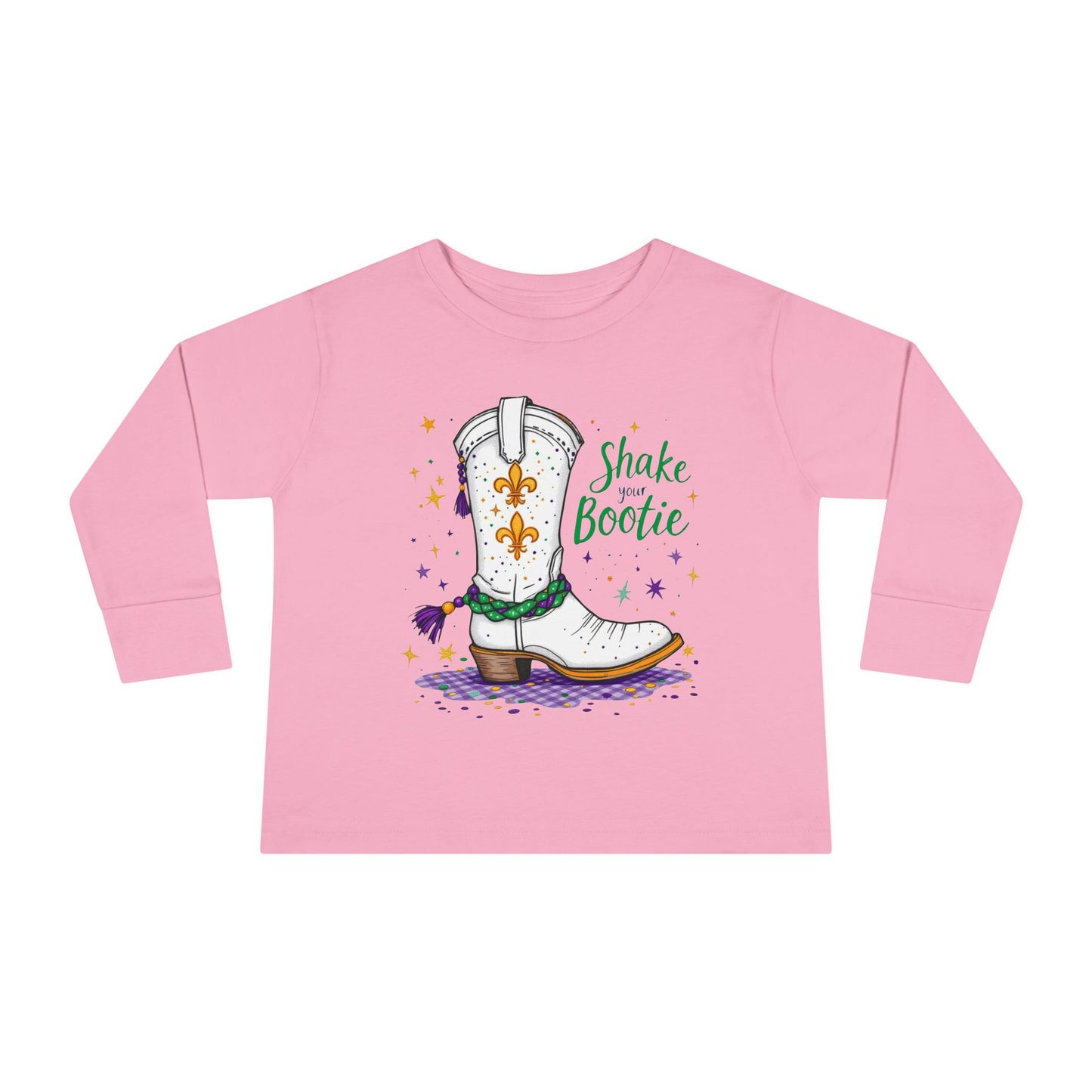 Toddler Tee Cowboy Boot Mardi Gras Long Sleeve