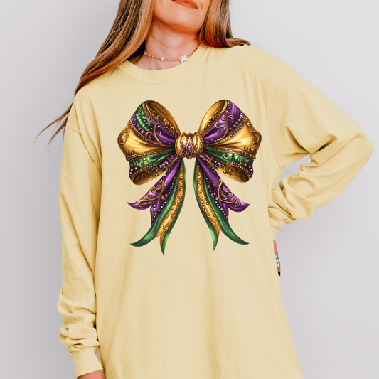 Mardi Gras Coquette Box Comfort Color Long Sleeve