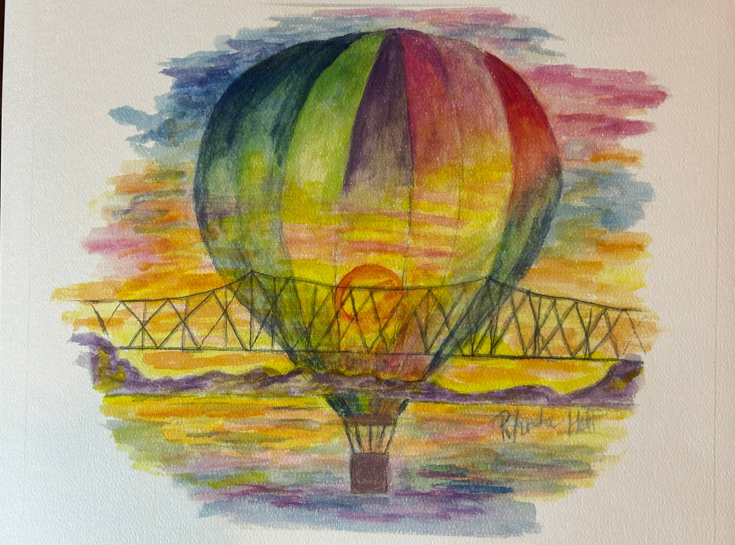 Natchez Balloon Festival Print(One Balloon/sunset)