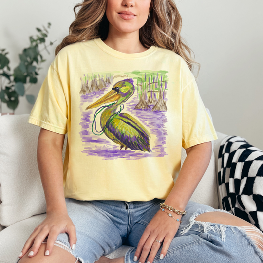 Mardi Gras Pelican Comfort Color T-shirt