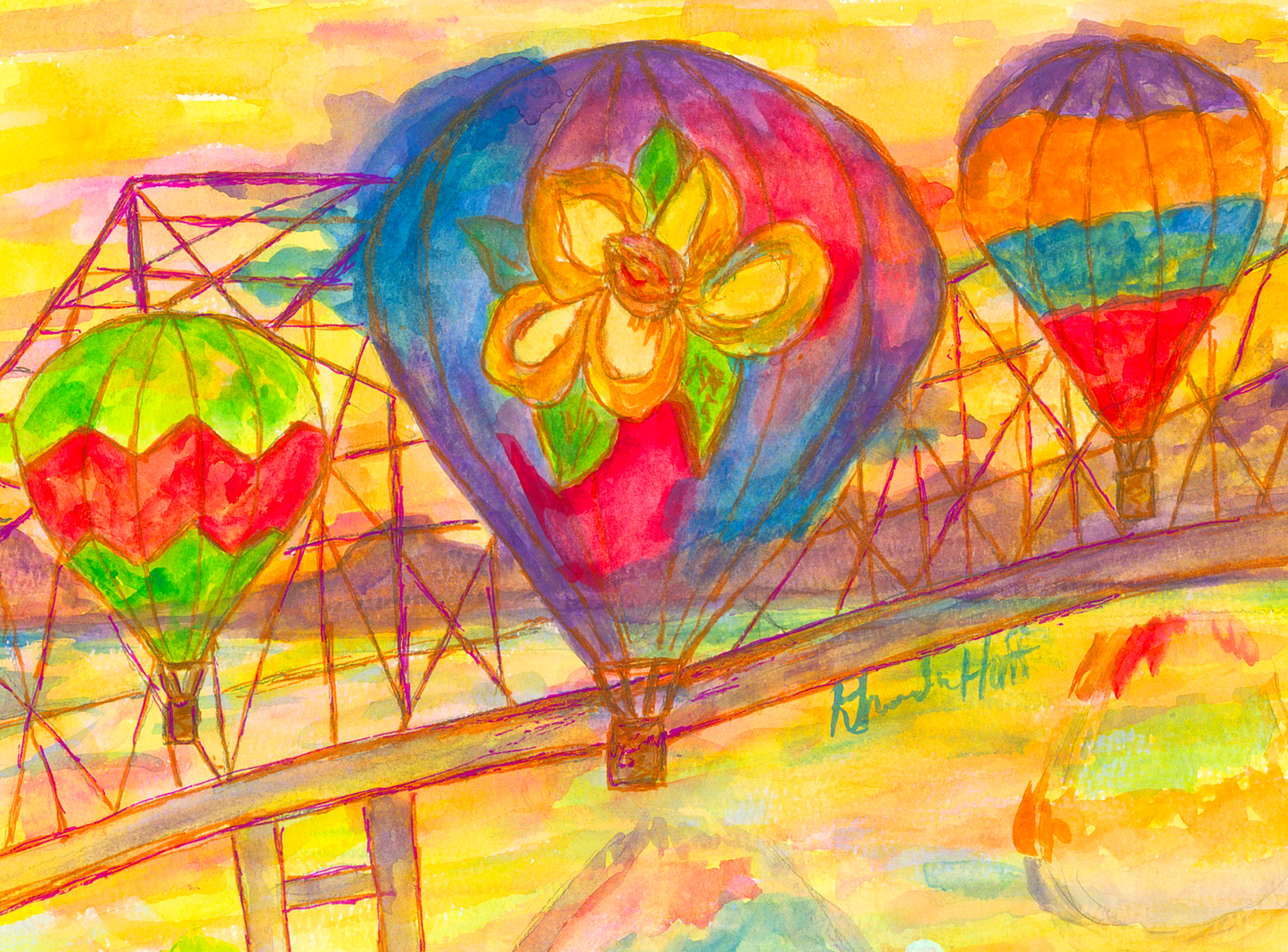 Natchez Balloon Festival Print (3balloon/bridge)